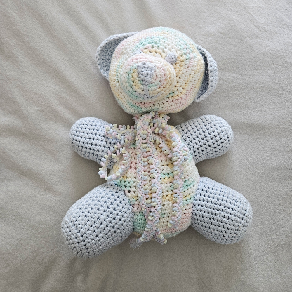 Handmade Crochet Teddy Bear - Pastel Blue